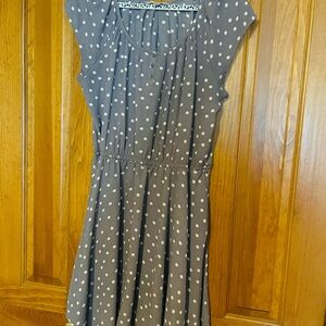 LC Lauren Conrad Purple-Gray with Light Pink Polka Dot Midi Dress